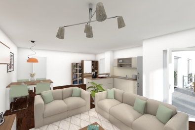 NEUBAU: Moderne 3-Zimmer-EG-Wohnung mit Terrasse & Gartenanteil, Tiefgaragen-Stellplatz möglich